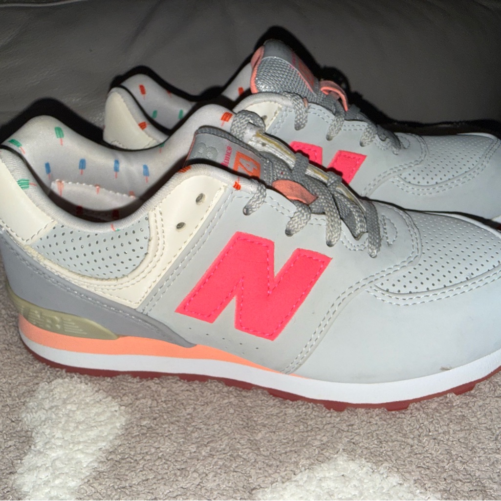 New Balance Kids' Sneakers In Gray And Neon Pink